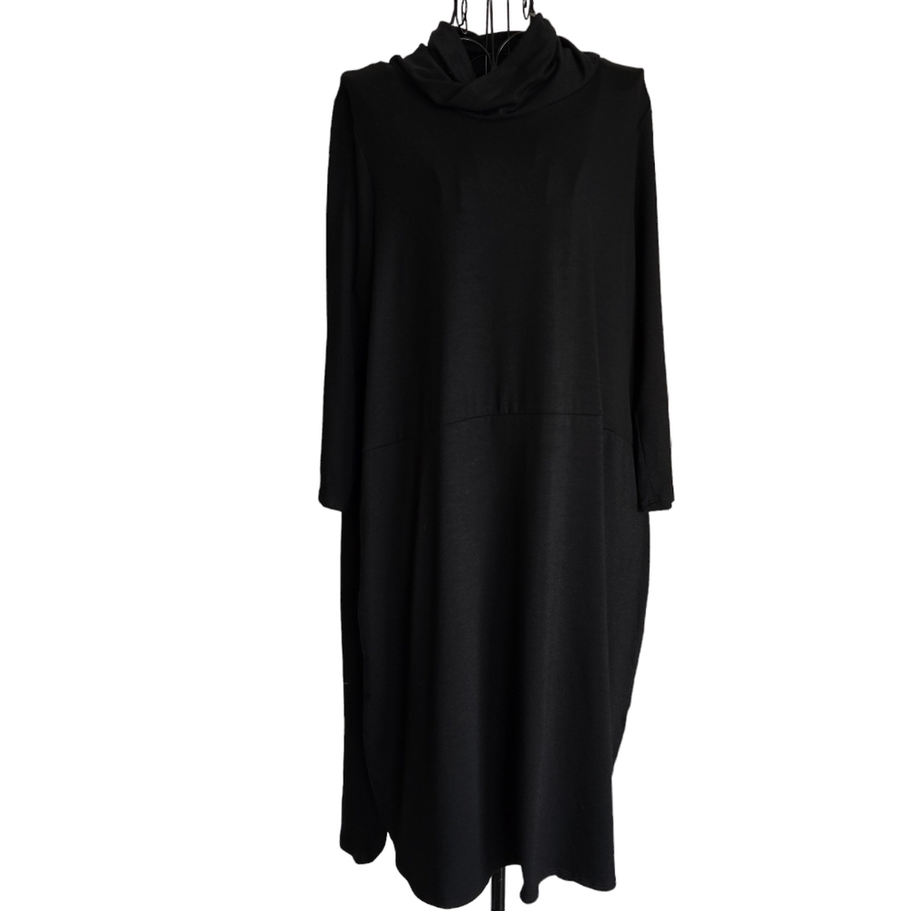 🌻NWT Eileen Fisher Petite Fine Tencel Jersey Mock Neck 3/4 Sleeve Dress Size PM